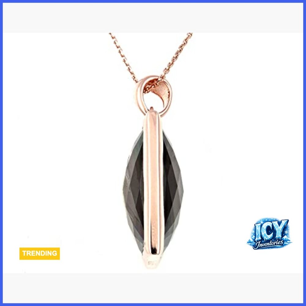 925 Sterling Silver Rose Gold Plated Smoky Quartz Pendant Necklace - Picture 3 of 6